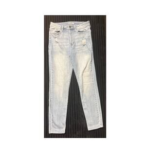 Cello Women’s Distressed Jeans Size 9/29 Button Fly Stretch Blue Denim 27.5”